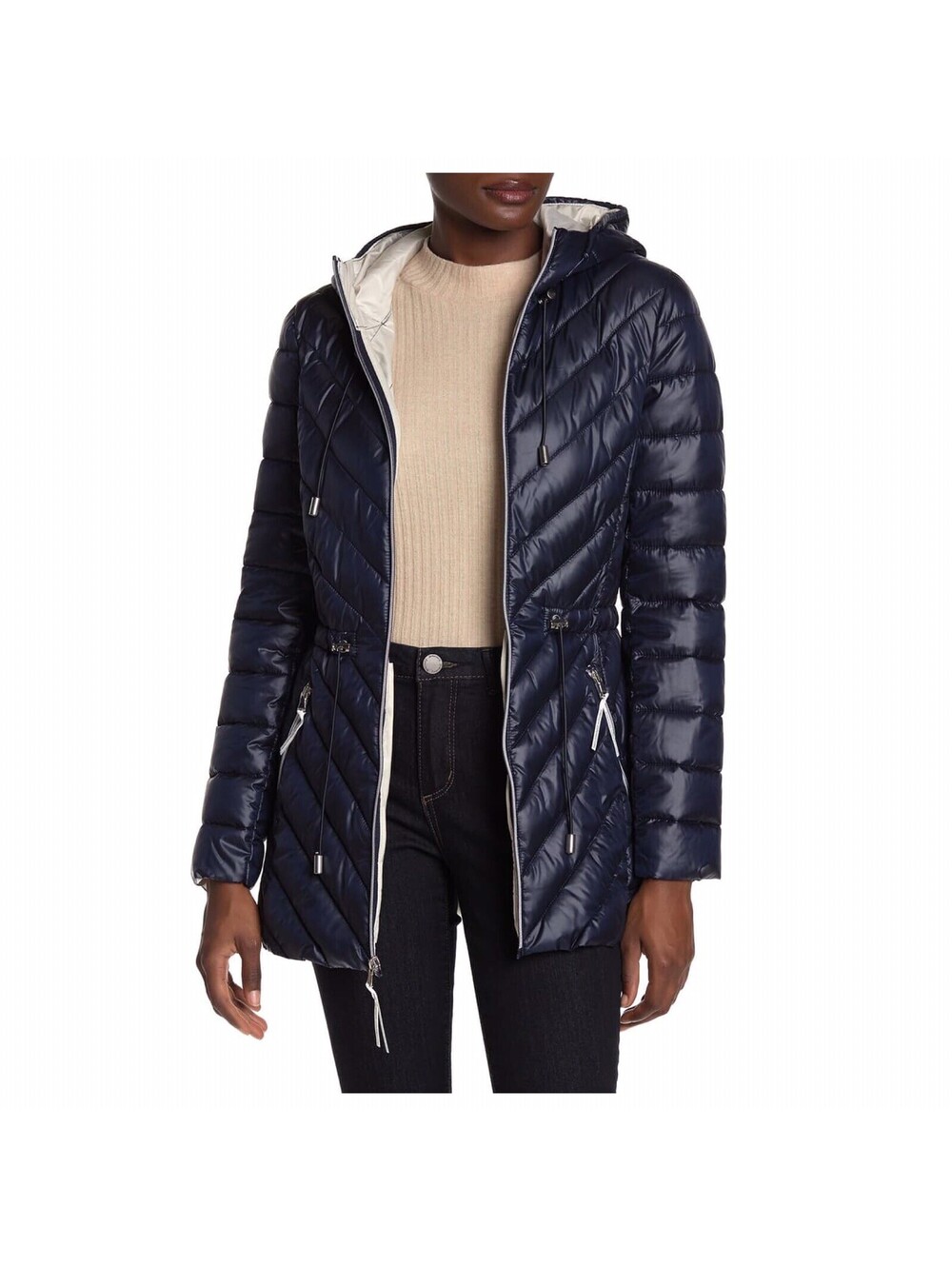 NEW French Connection Blue Packable Puffer Anorak Jacket XS